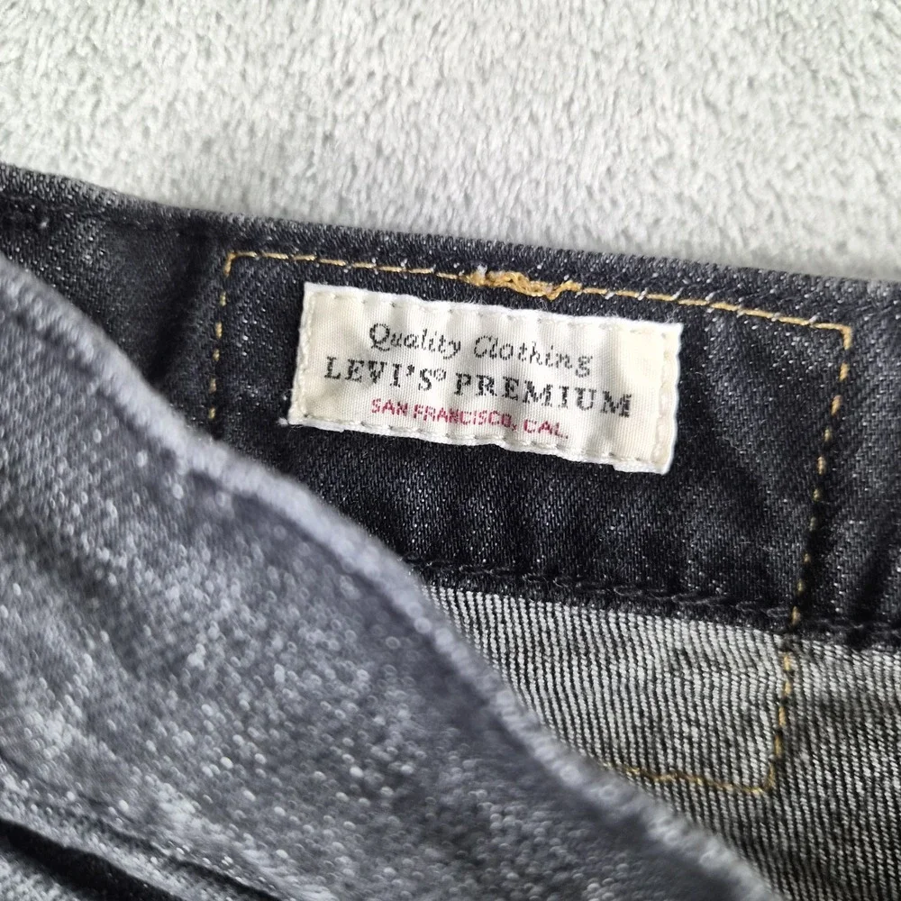 Levis Premium 513 Jeans Mens 34x34 Black Denim Slim Straight Stretch Pants